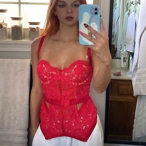 neon pink lingerie Victoria’s Secret corset<3
